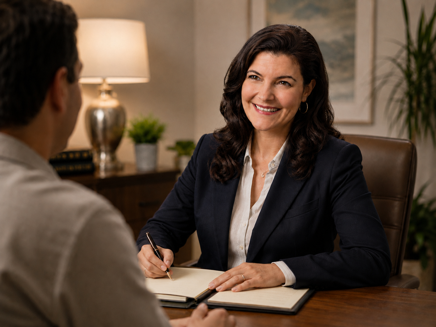 Cary Torres meeting with a client